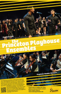 Poster promoting the Princeton Playhouse Ensembles with photos of choir and orchestra.