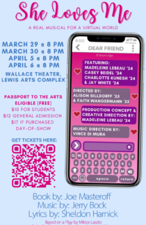 She Loves Me poster featuring a cell phone screen with text messages