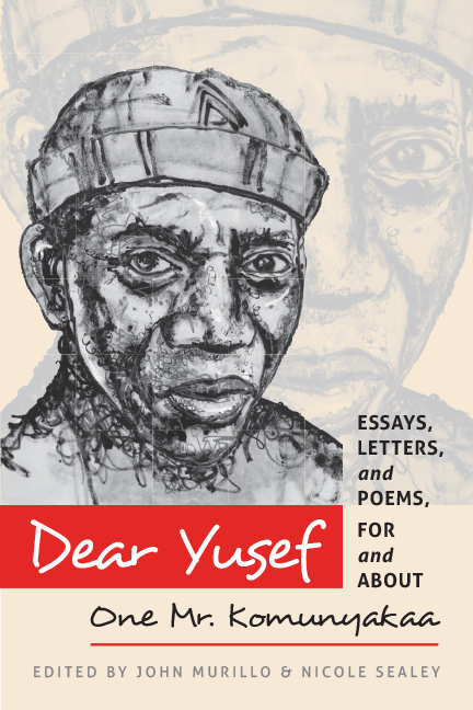 Cover of the book Dear Yusef featuring line drawn portrait of Yusef Komunyakaa