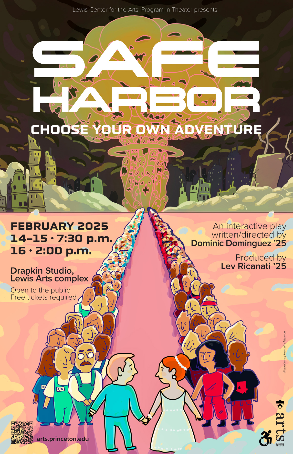 Poster for Safe Harbor, an immersive theater experience in Drapkin Studio on Feb. 14-16, 2025