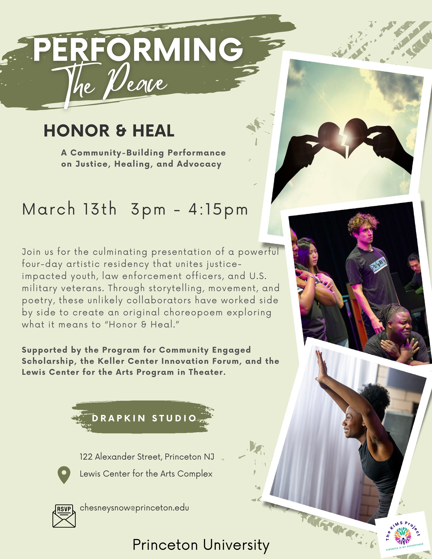 Poster for Performing the Peace: Honor & Heal choreopoem performance on March 13, 2025